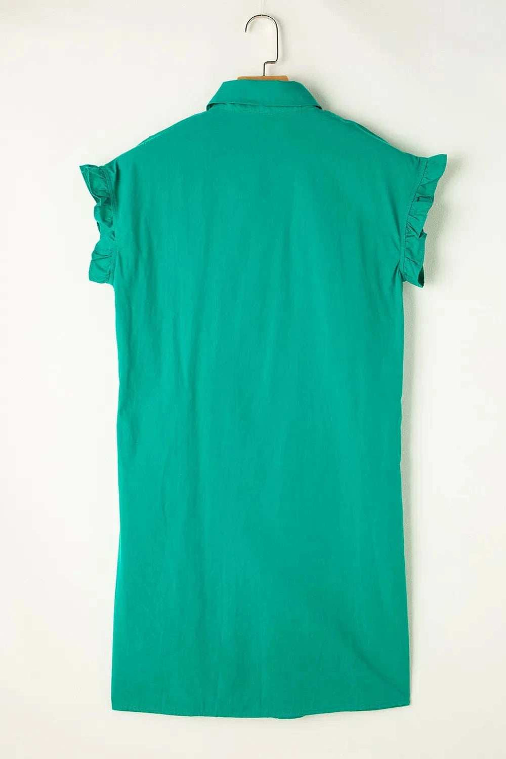 Collared Neck Flounce Sleeve Dress - Trendsi - Flyclothing LLC