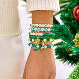6-Piece Christmas Beaded Bracelet with Pearl Accents - Trendsi - Flyclothing LLC