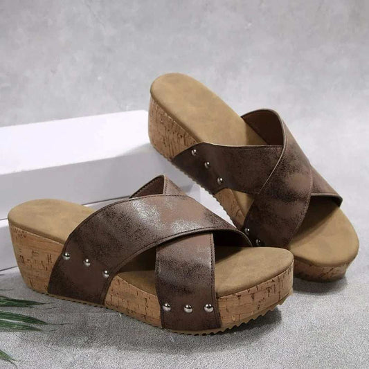 Open Toe Wedge Sandals - Trendsi - Flyclothing LLC