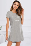 Graphic Round Neck Short Sleeve Lounge Dress - Trendsi - Flyclothing LLC