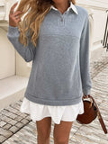 Devine Ruffle Hem Long Sleeve Mini Dress - Trendsi - Flyclothing LLC
