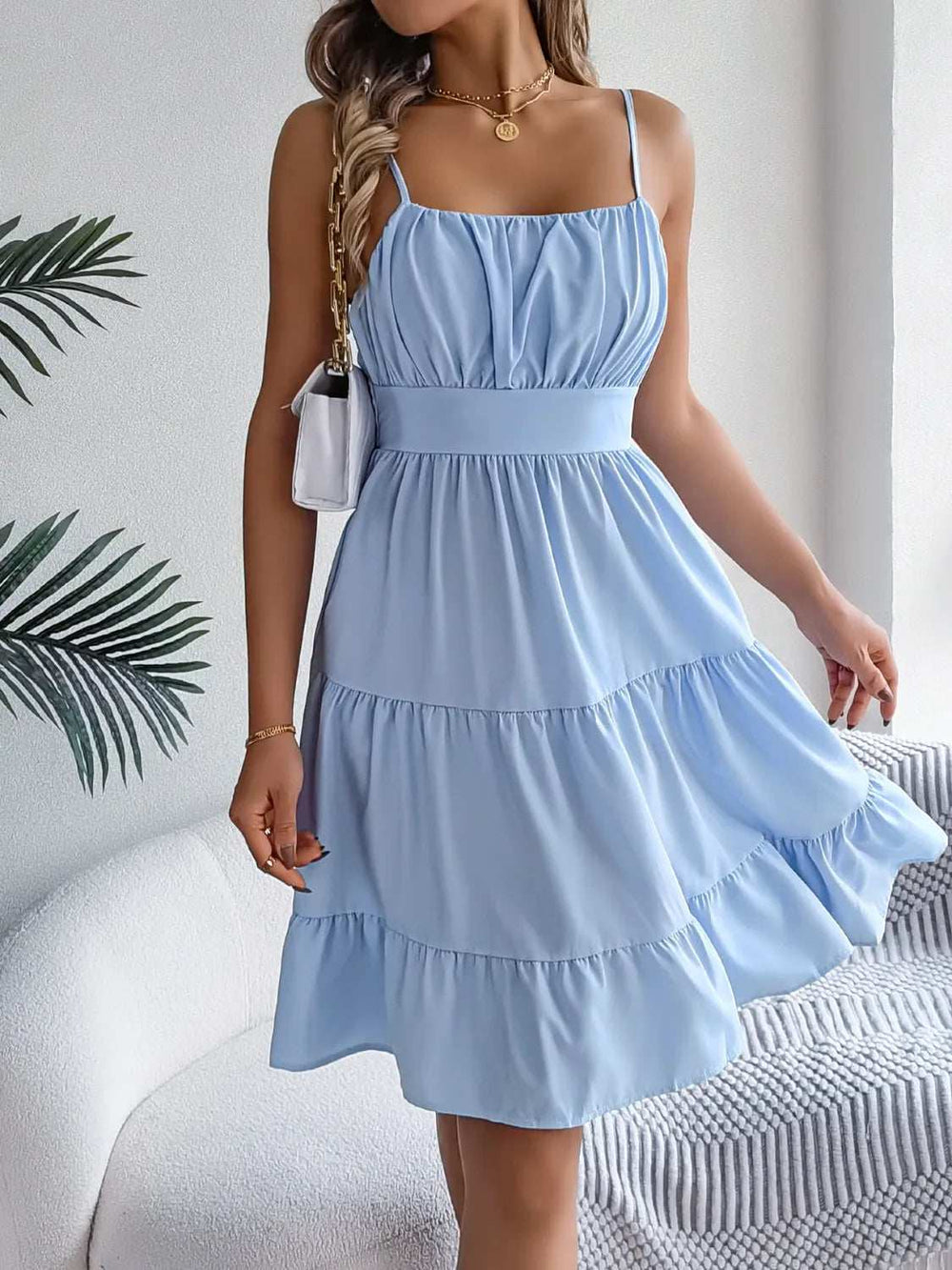 Smocked Back Tiered Cami Dress - Trendsi - Flyclothing LLC