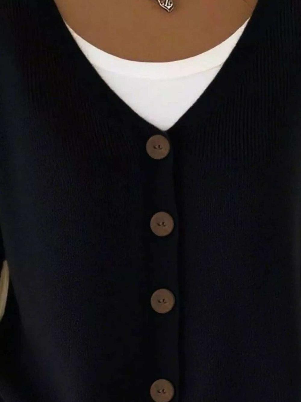 Full Size Button-Front V-Neck Cardigan Plus Size - Trendsi - Flyclothing LLC