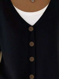 Full Size Button-Front V-Neck Cardigan Plus Size - Trendsi - Flyclothing LLC