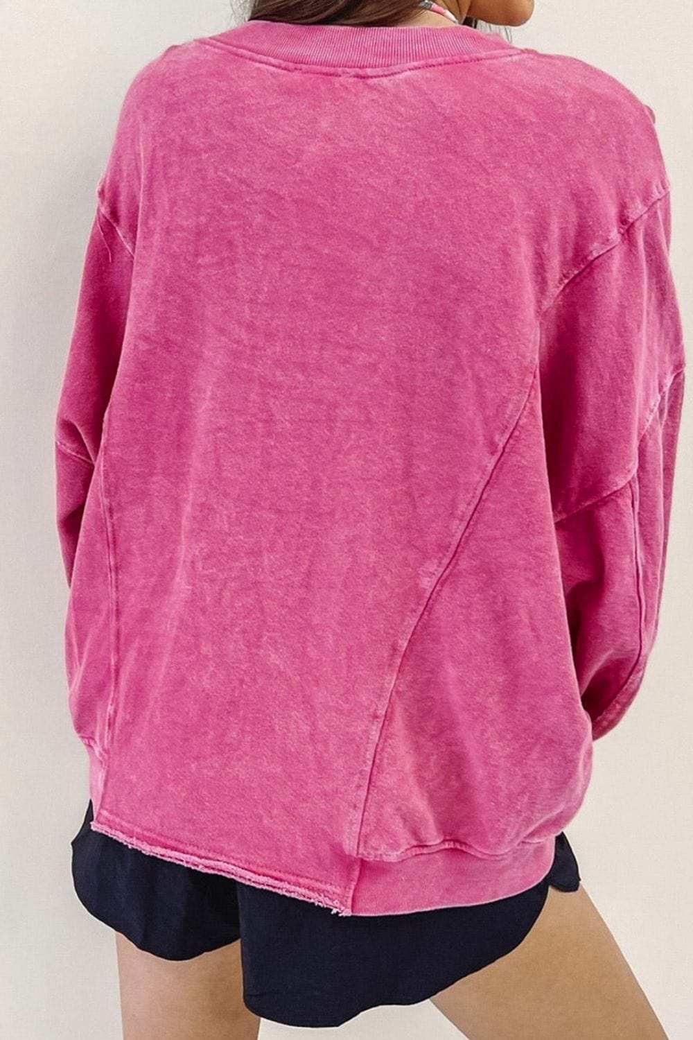 Round Neck Long Sleeve Sweatshirt - Trendsi - Flyclothing LLC