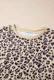 Slit Leopard Round Neck Long Sleeve Sweatshirt - Trendsi - Flyclothing LLC