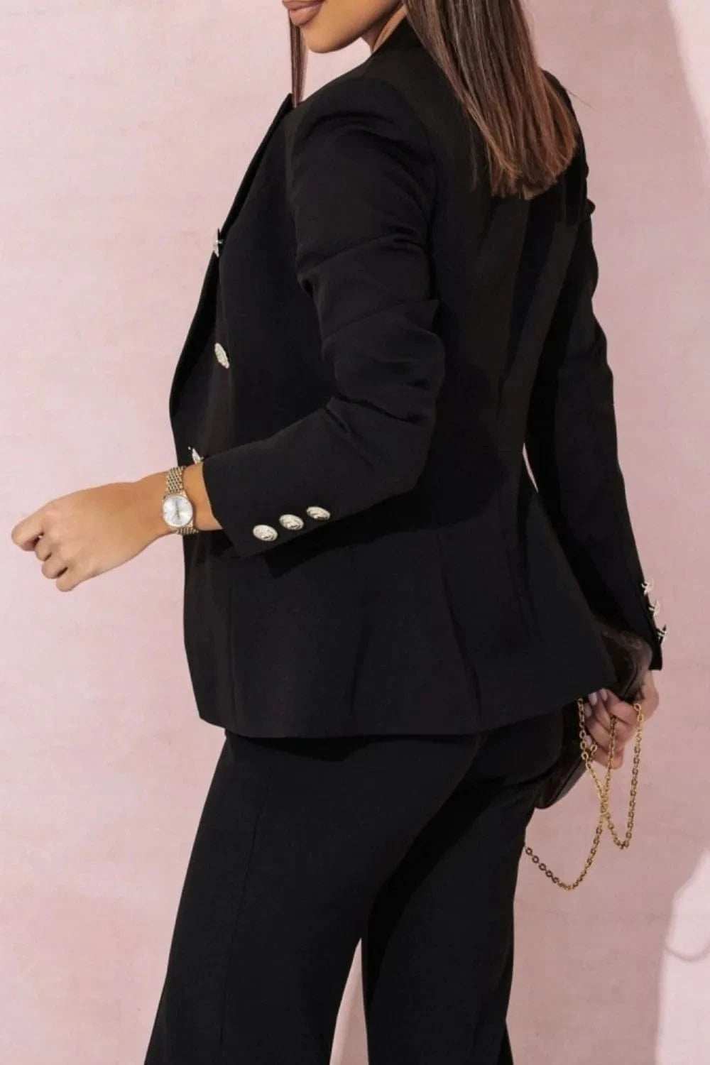 Full Size Lapel Collar Long Sleeve Blazer and Pants Set Plus Size - Trendsi - Flyclothing LLC