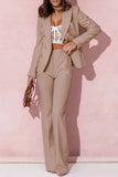 Full Size Lapel Collar Long Sleeve Blazer and Pants Set Plus Size - Trendsi - Flyclothing LLC