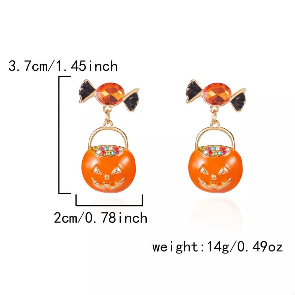Halloween Rhinestone Pumpkin Dangle Earrings - Trendsi - Flyclothing LLC