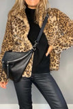 Full Size Leopard Furry Collared Neck Long Sleeve Coat - Trendsi - Flyclothing LLC