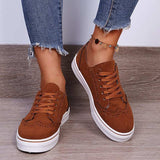 Suede Lace-Up Flat Sneakers - Trendsi - Flyclothing LLC