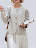 Bow Button Down Round Neck Long Sleeve Cardigan - Trendsi - Flyclothing LLC