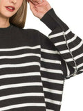 Zenana Exposed Seam Striped Oversized Sweater - Trendsi - Flyclothing LLC