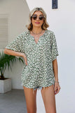 Leopard Notched Half Sleeve Blouse - Trendsi - Flyclothing LLC