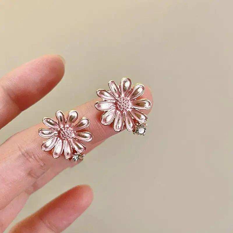 Alloy Drip Oil Flower Stud Earrings - Trendsi - Flyclothing LLC