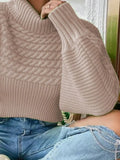 Full Size Textured Knit Turtleneck Long Sleeve Sweater Plus Size - Trendsi - Flyclothing LLC