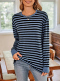 Striped Round Neck Long Sleeve T-Shirt - Trendsi - Flyclothing LLC