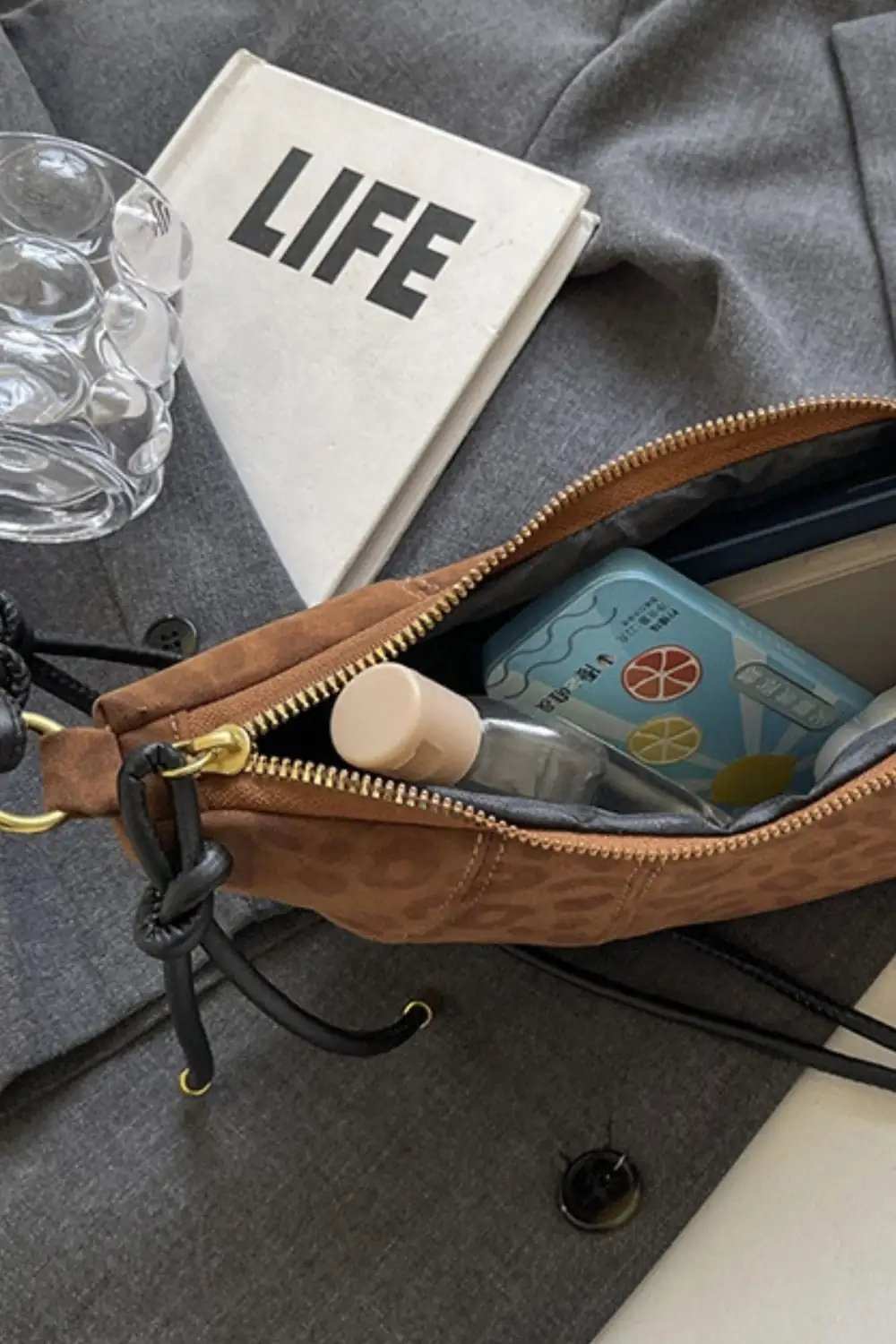 PU Leather Strap Suede Shoulder Bag - Trendsi - Flyclothing LLC