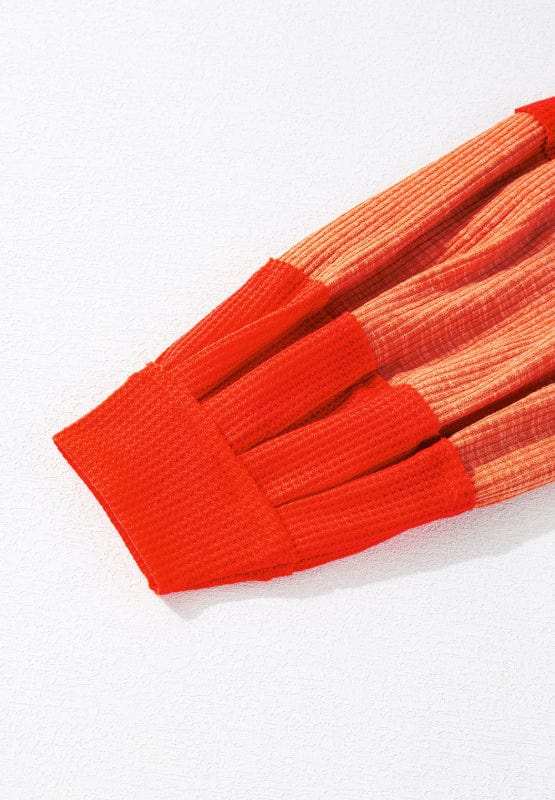 Studded Waffle-Knit V-Neck Long Sleeve Top - Trendsi - Flyclothing LLC