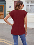 Textured Round Neck Cap Sleeve T-Shirt - Trendsi - Flyclothing LLC