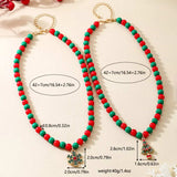 2 Piece Christmas Beaded Necklace with Pendants - Trendsi - Flyclothing LLC