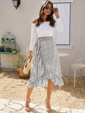 Printed Ruffled Midi Skirt - Trendsi - Flyclothing LLC