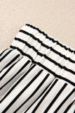 Stripe V Neck Tee and Casual Shorts Set - Trendsi - Flyclothing LLC