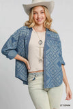 Umgee Paisley Print Denim Shirt Jacket - Trendsi - Flyclothing LLC
