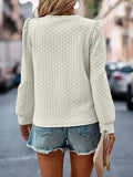 Textured Round Neck Long Sleeve Sweatshirt - Trendsi - Flyclothing LLC