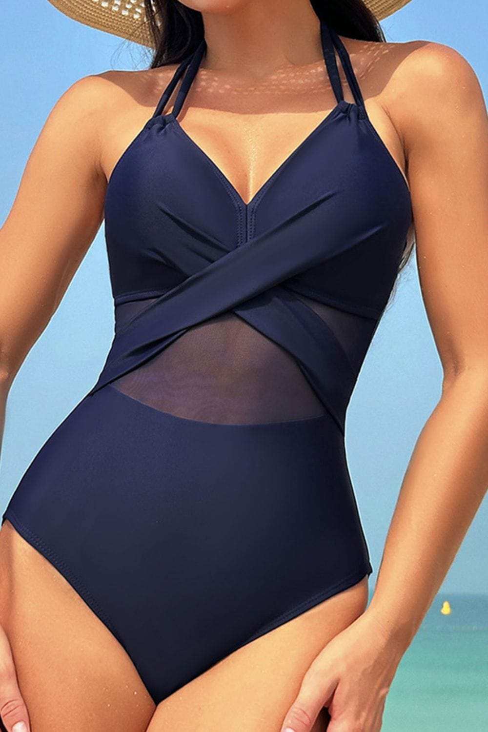 Crisscross Halter Neck One-Piece Swimwear - Trendsi - Flyclothing LLC