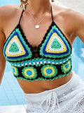 Geometric Halter Neck Swim Top - Trendsi - Flyclothing LLC