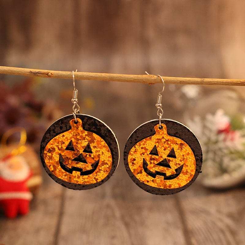 PU Leather Pumpkin Earrings - Trendsi - Flyclothing LLC