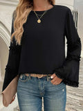 Devine Frill Round Neck Long Sleeve Top - Trendsi - Flyclothing LLC