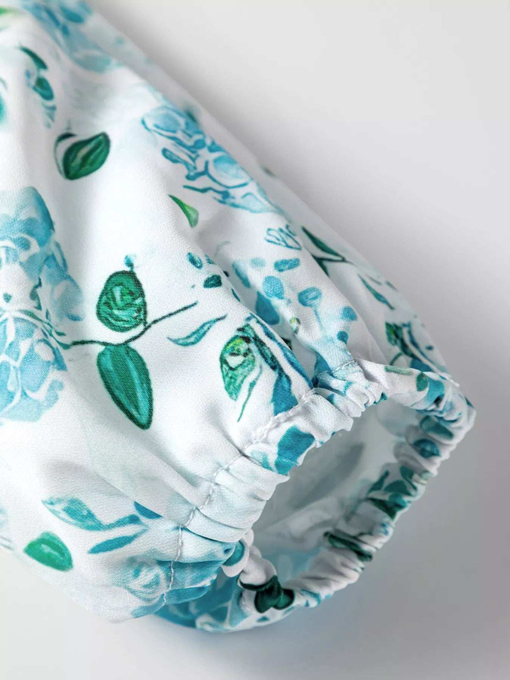 Floral Print Frilled Trim Tie Neck Elastic Cuffs Long Sleeve Blouse - Trendsi - Flyclothing LLC