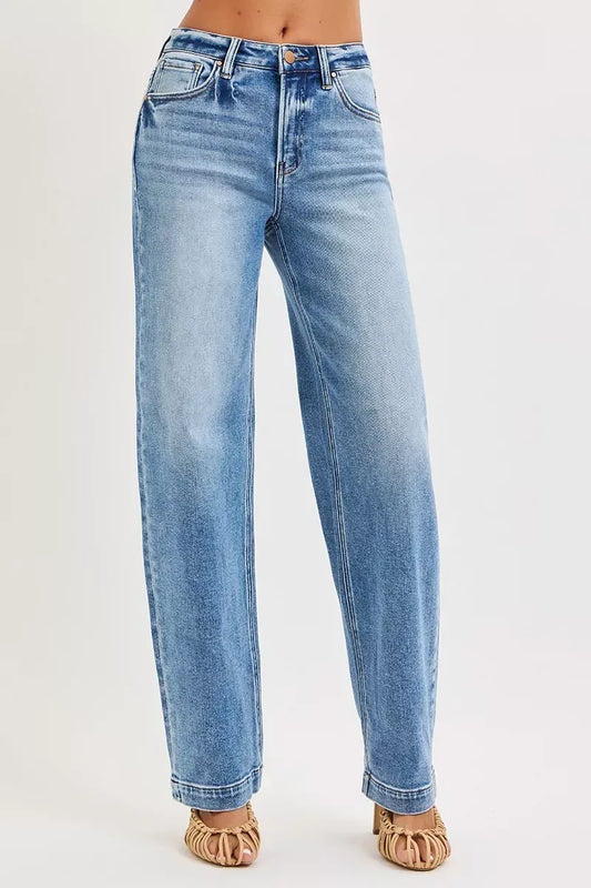 RISEN High Rise Wide Baggy Jeans - Trendsi - Flyclothing LLC