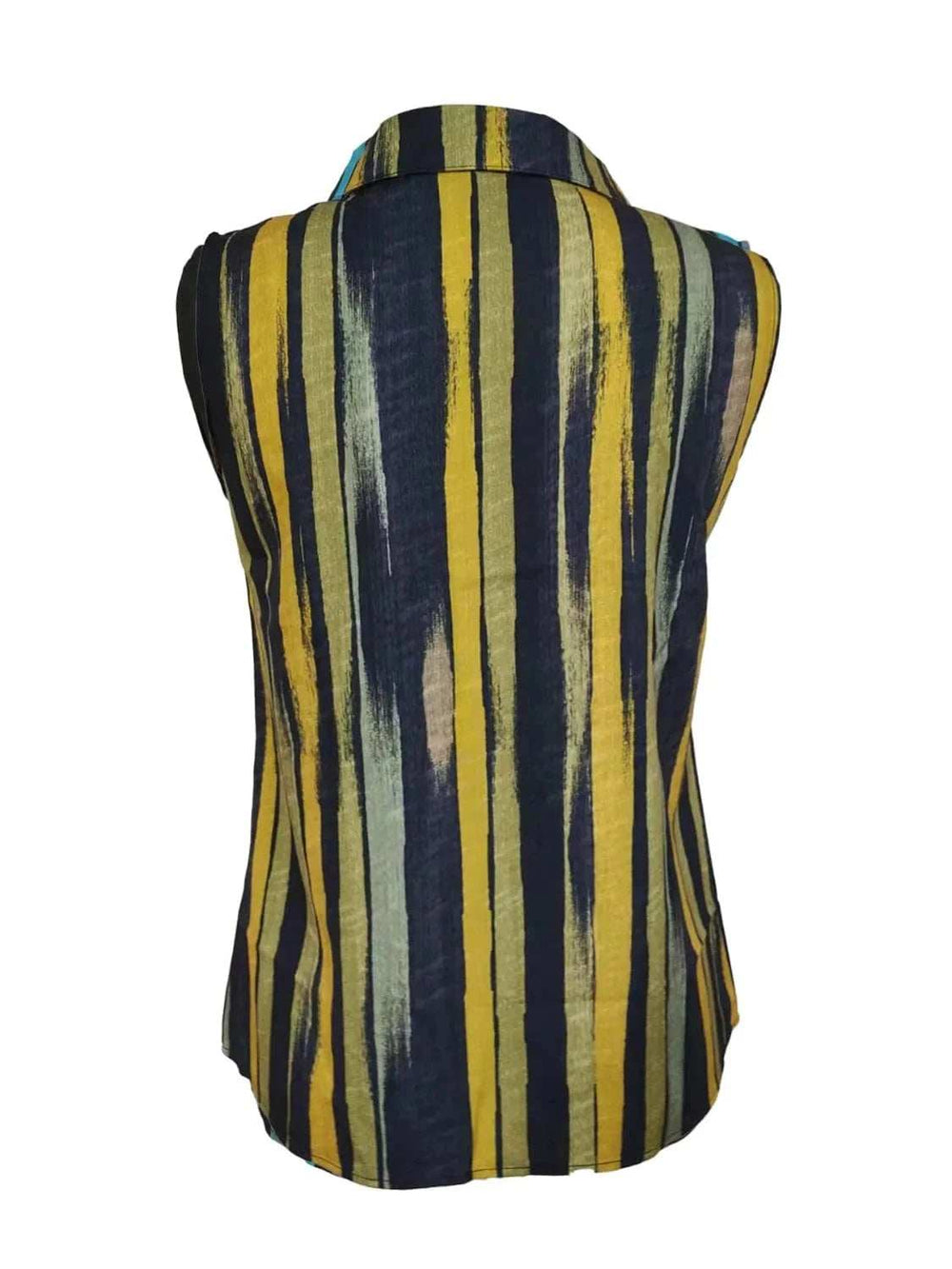 Button Detail Striped Sleeveless Shirt - Trendsi - Flyclothing LLC