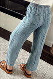 Drawstring High Waist Jeans with Pockets - Trendsi - Flyclothing LLC