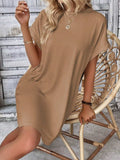 Round Neck Short Sleeve Mini Dress - Trendsi - Flyclothing LLC