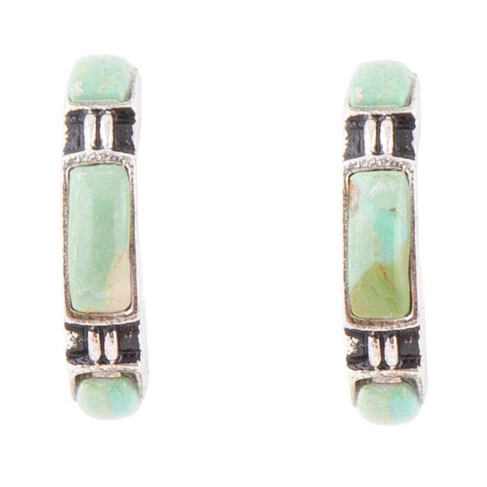 Baguette Blue Turquoise and Sterling Silver Hoop Earrings - Barse Jewelry - Flyclothing LLC