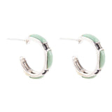Baguette Blue Turquoise and Sterling Silver Hoop Earrings - Barse Jewelry - Flyclothing LLC