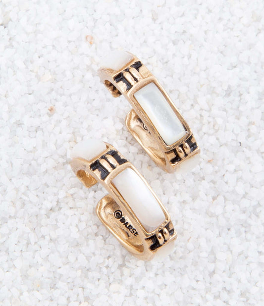 Baguette Mother of Pearl Hoop Earrings - Barse Jewelry - Flyclothing LLC