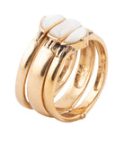 Baguette White Mother of Pearl Golden Stack Ring Set - Barse Jewelry - Flyclothing LLC