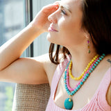 Barcelona Multistone Linear Golden Drop Earrings - Barse Jewelry - Flyclothing LLC