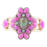 Barcelona Pink Agate and Blue Turquoise Statement Cuff Bracelet - Barse Jewelry - Flyclothing LLC