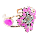 Barcelona Pink Agate and Blue Turquoise Statement Cuff Bracelet - Barse Jewelry - Flyclothing LLC