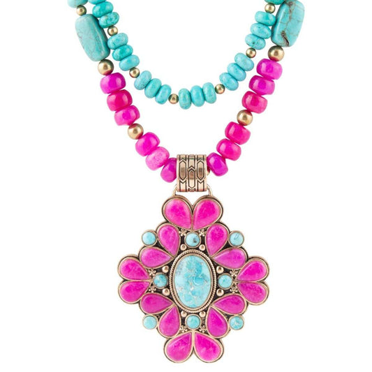 Barcelona Pink Agate Cross Golden Pendant Necklace - Barse Jewelry - Flyclothing LLC