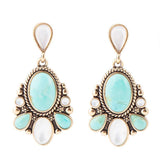 Barcelona Turquoise and Mother of Pearl Post Drop Earrings - Barse Jewelry - Flyclothing LLC
