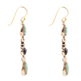 Barcelona Blue Turquoise and Black Onyx Linear Drop Golden Earrings - Barse Jewelry - Flyclothing LLC