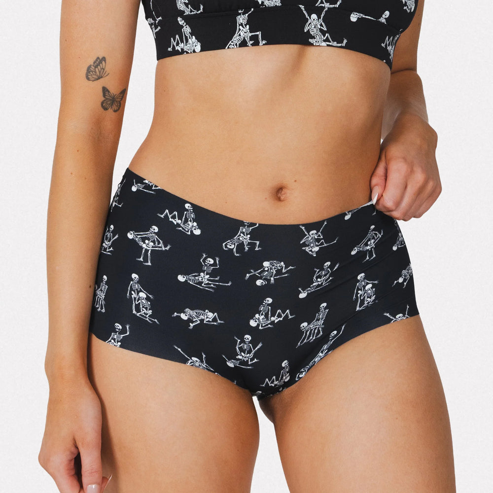 The Bare Back Bones | Halloween Skeletons Women’s Seamless Boyshort - Shinesty - Flyclothing LLC