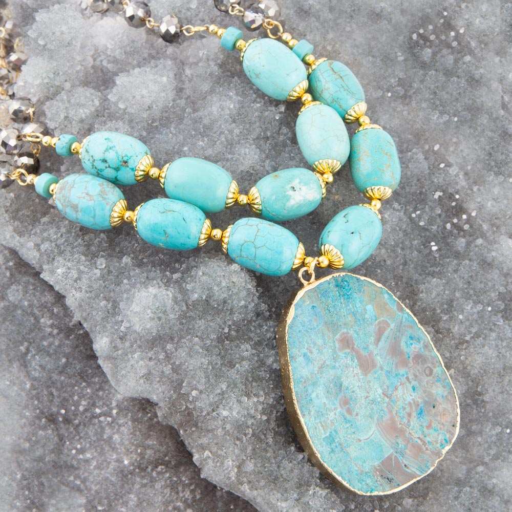 Baron Blue Turquoise Magnesite Pendant Statement Necklace - Barse Jewelry - Flyclothing LLC